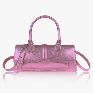 Pink Metallic crossbody bag rectangular shape Y2K style great for night out